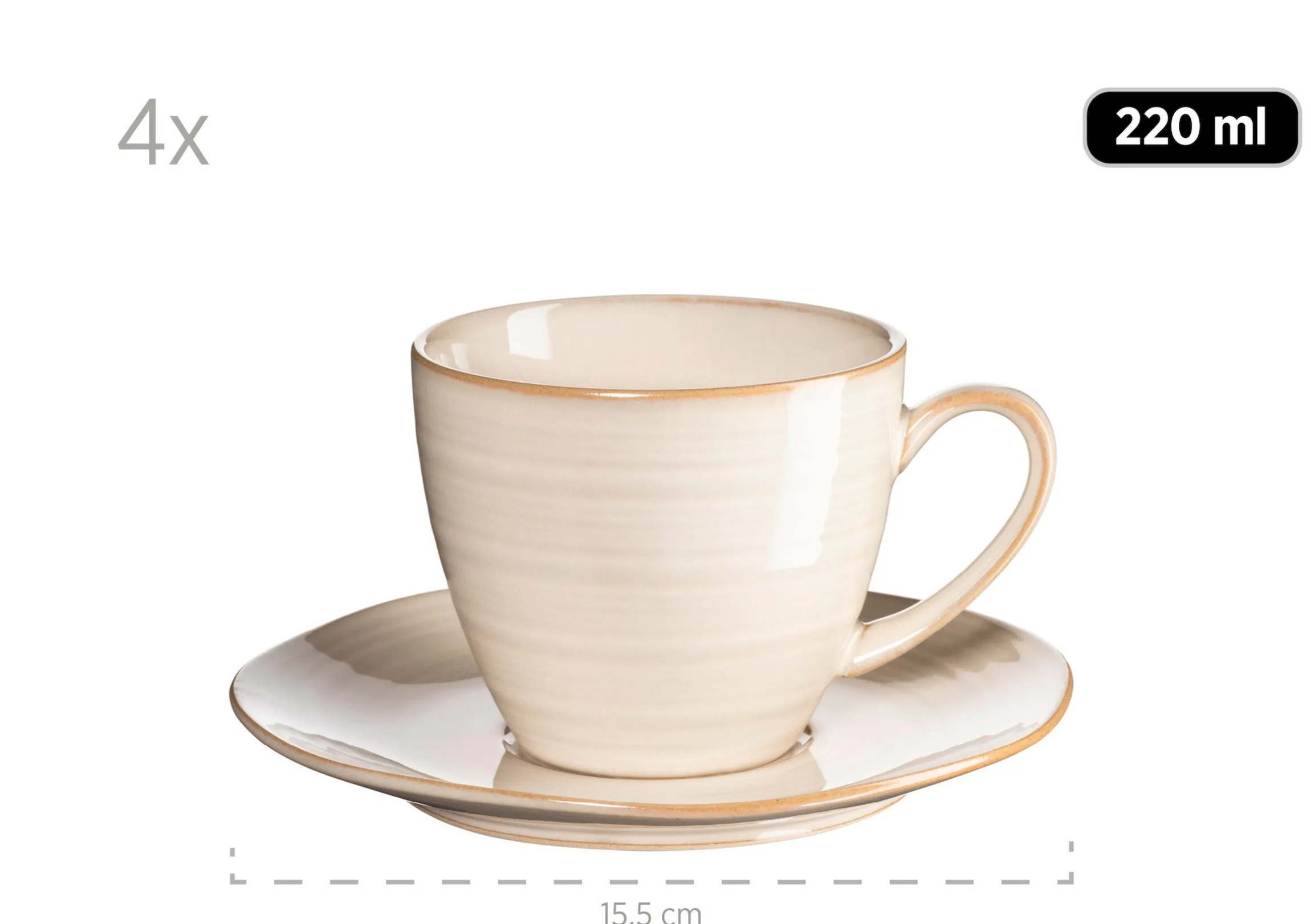 Kaffeetassenset, Keramik Nottingham Beige