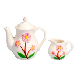 Kannen-Set Kaffeekanne & Milchkännchen „Blumen“, 2-teilig