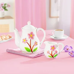 Kannen-Set Kaffeekanne & Milchkännchen „Blumen“, 2-teilig