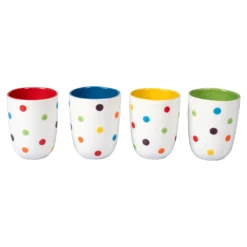 Keramik-Becher „Kunterbunt“, 4 Stück je 340 ml