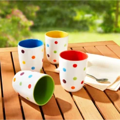 Keramik-Becher „Kunterbunt“, 4 Stück je 340 ml