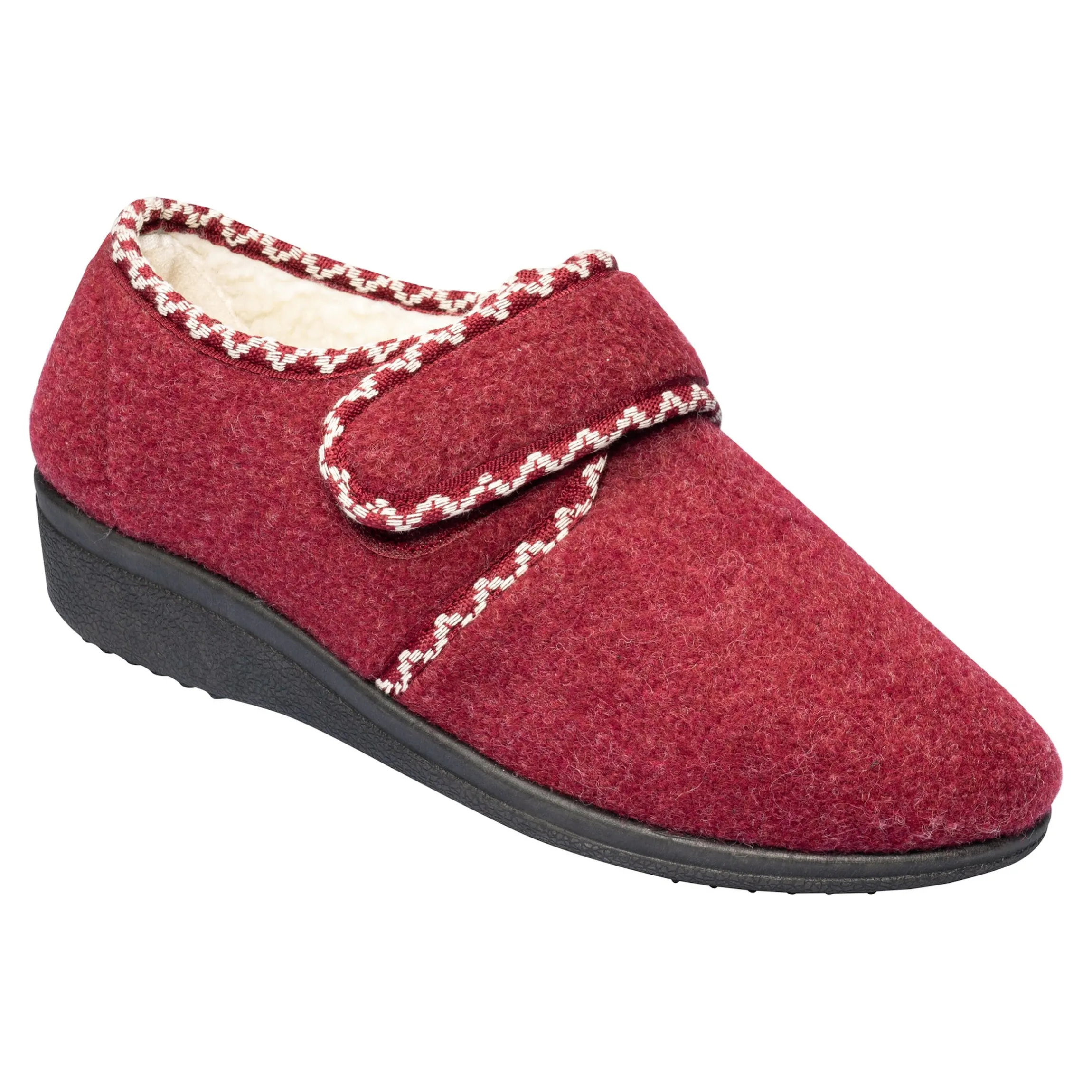Klett-Hausschuh "Claudia" mit Wolle bordeaux