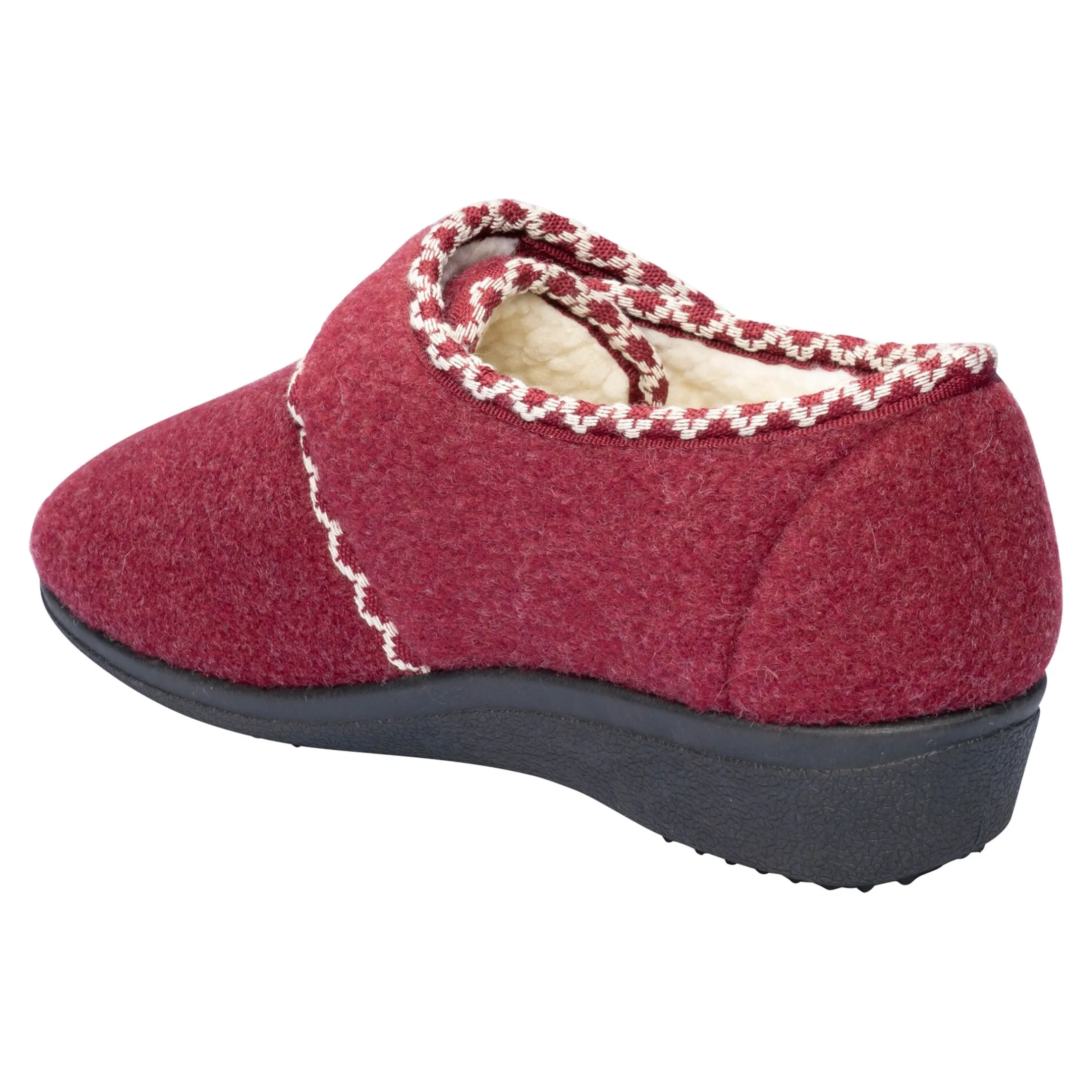 Klett-Hausschuh "Claudia" mit Wolle bordeaux