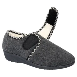 Klett-Hausschuh "Claudia" mit Wolle grau