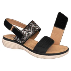 Klett-Stretchsandalette „Saskia“ schwarz