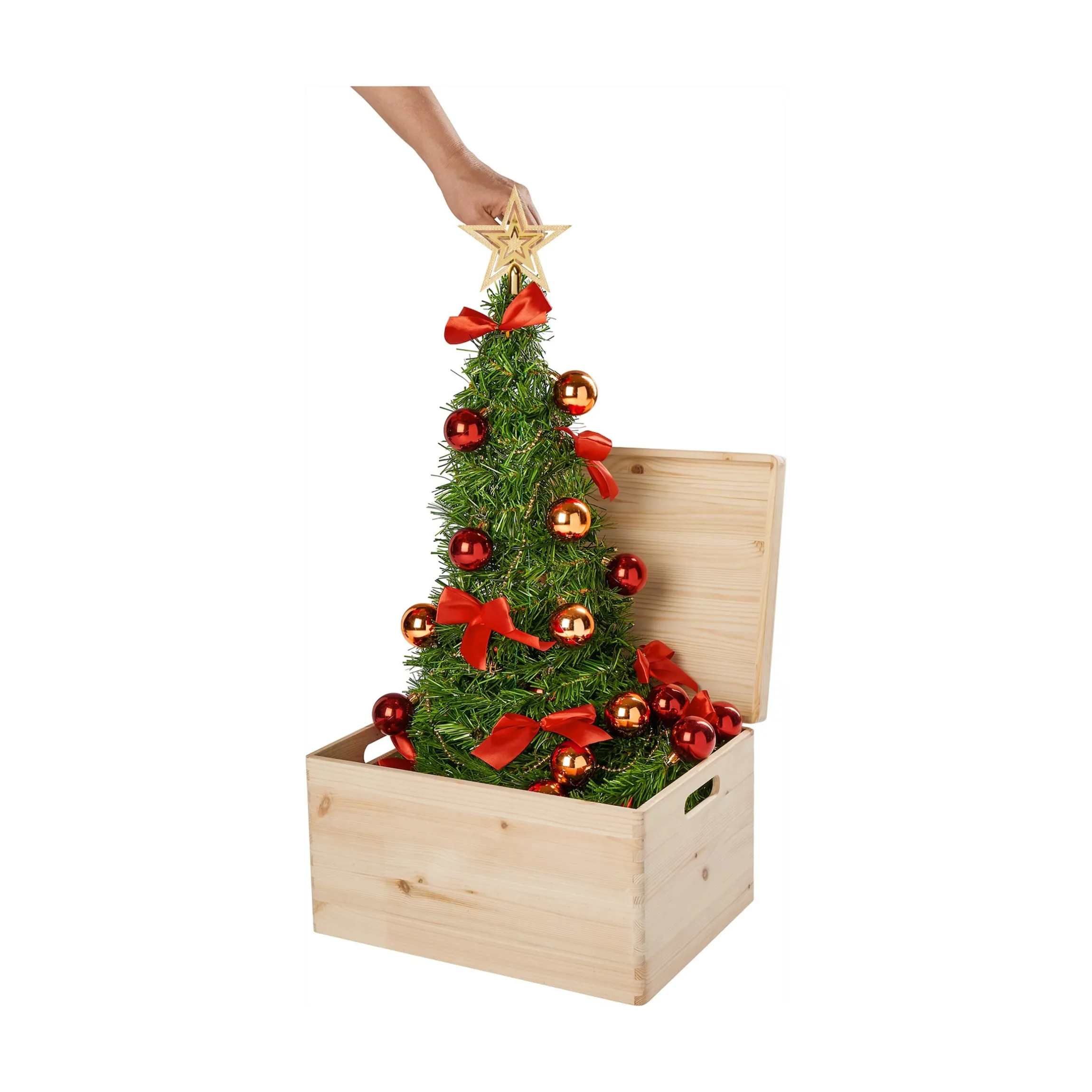 Künstlicher Pop-up-Weihnachtsbaum mit LED-Beleuchtung, geschmückt, 90 cm