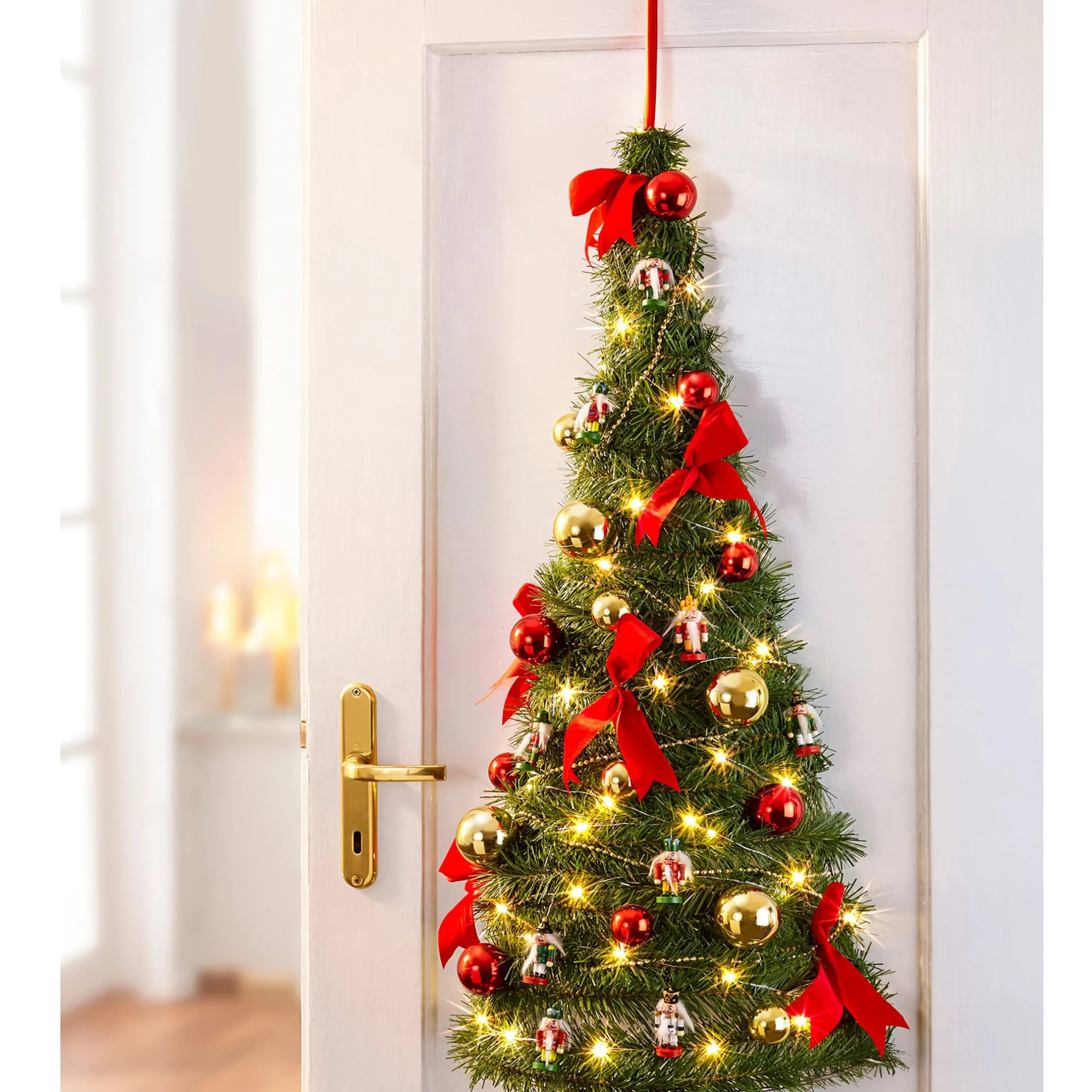 Künstlicher Pop-up-Weihnachtsbaum mit LED-Beleuchtung, geschmückt, 90 cm