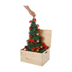 Künstlicher Pop-up-Weihnachtsbaum mit LED-Beleuchtung, geschmückt, 90 cm