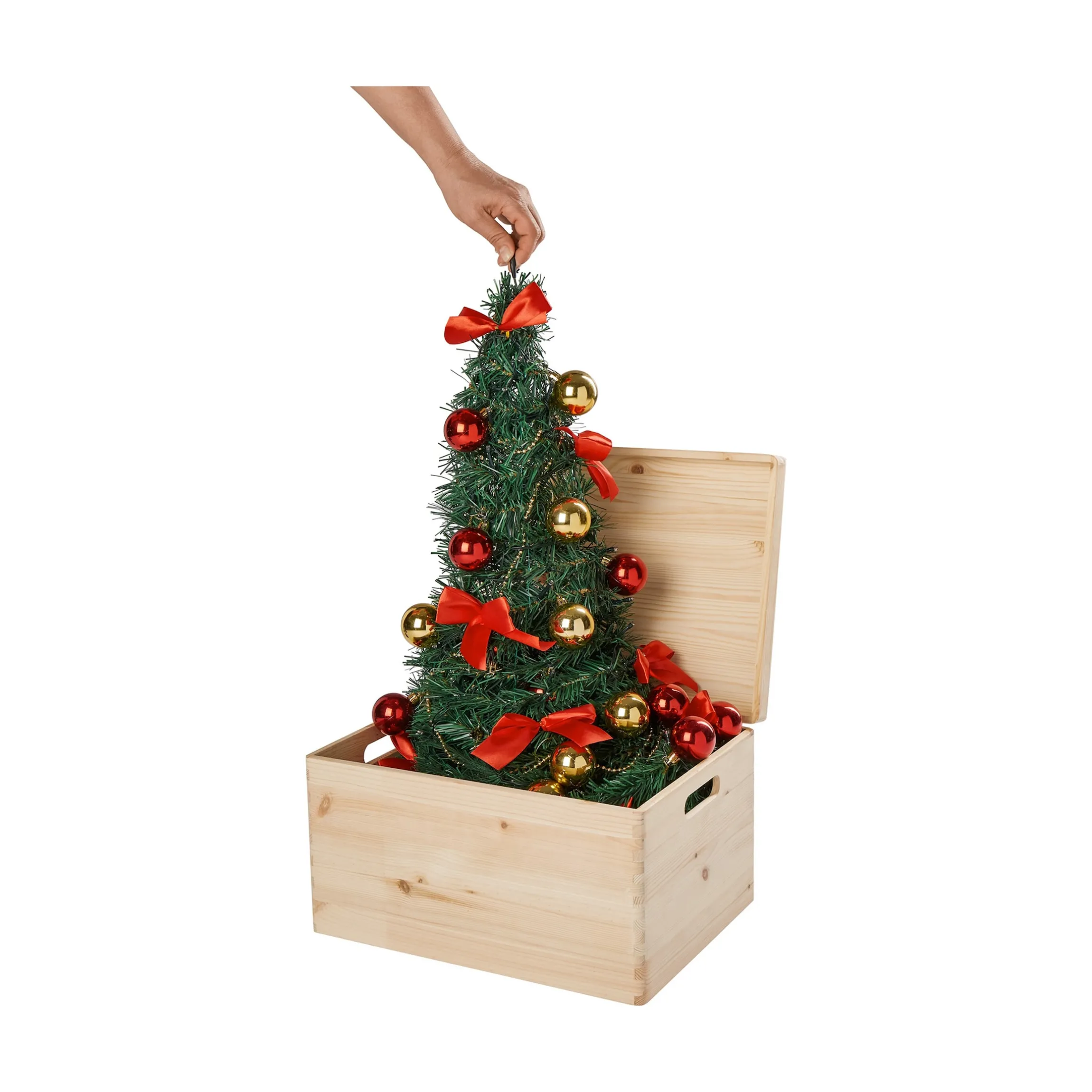 Künstlicher Pop-up-Weihnachtsbaum mit LED-Beleuchtung, geschmückt, 90 cm
