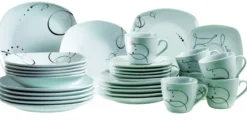 Kombiservice, Porzellan CHANSON 6 x Speiseteller, 6 x Suppenteller, 6 x Dessertteller, 6 x Kaffeetasse, 6 Kaffeeuntertasse