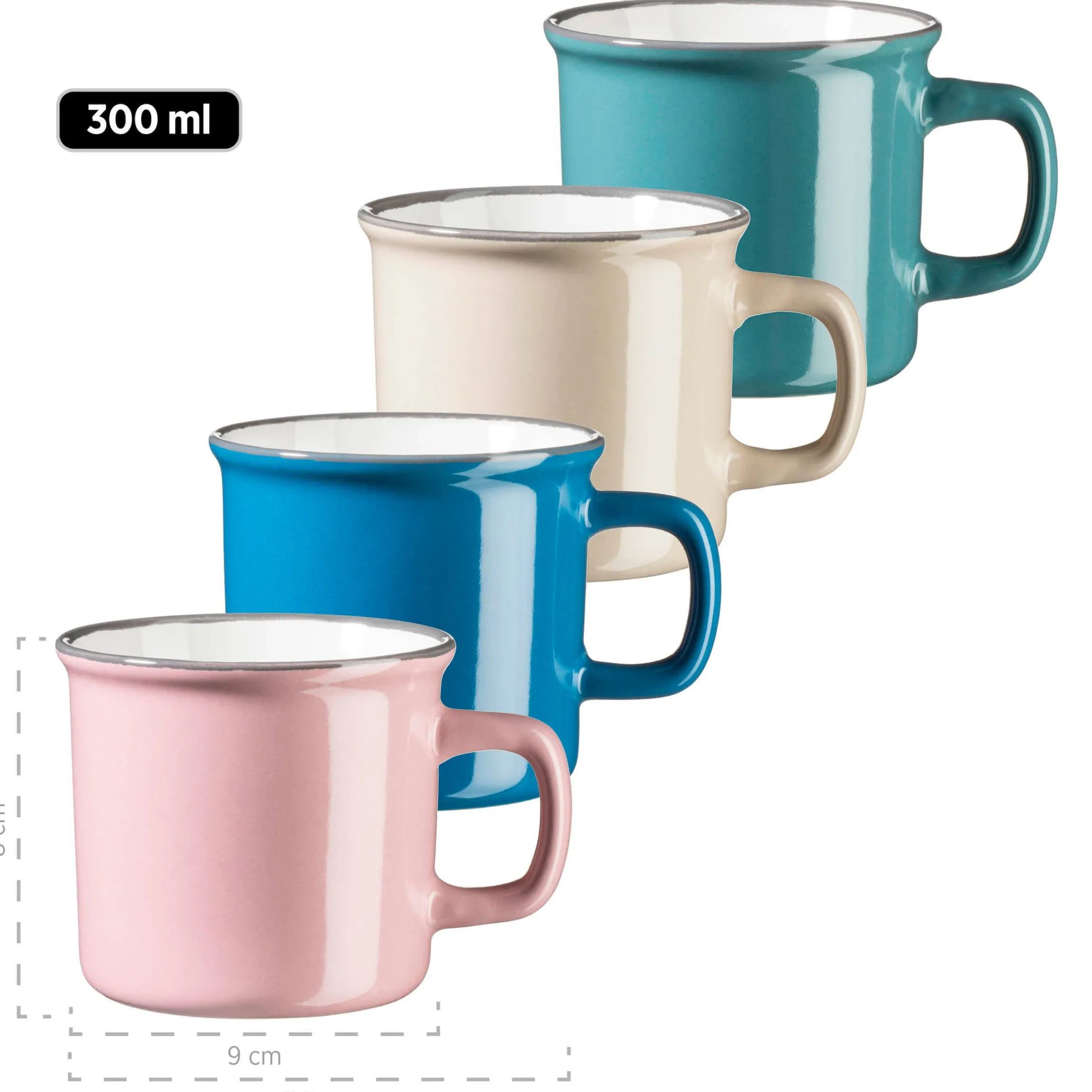 Kombiservice, Steinzeug Maila Petrol, Altrosa, Beige, Dunkelblau