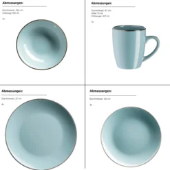 Kombiservice, Steinzeug METALLIC RIM Blau