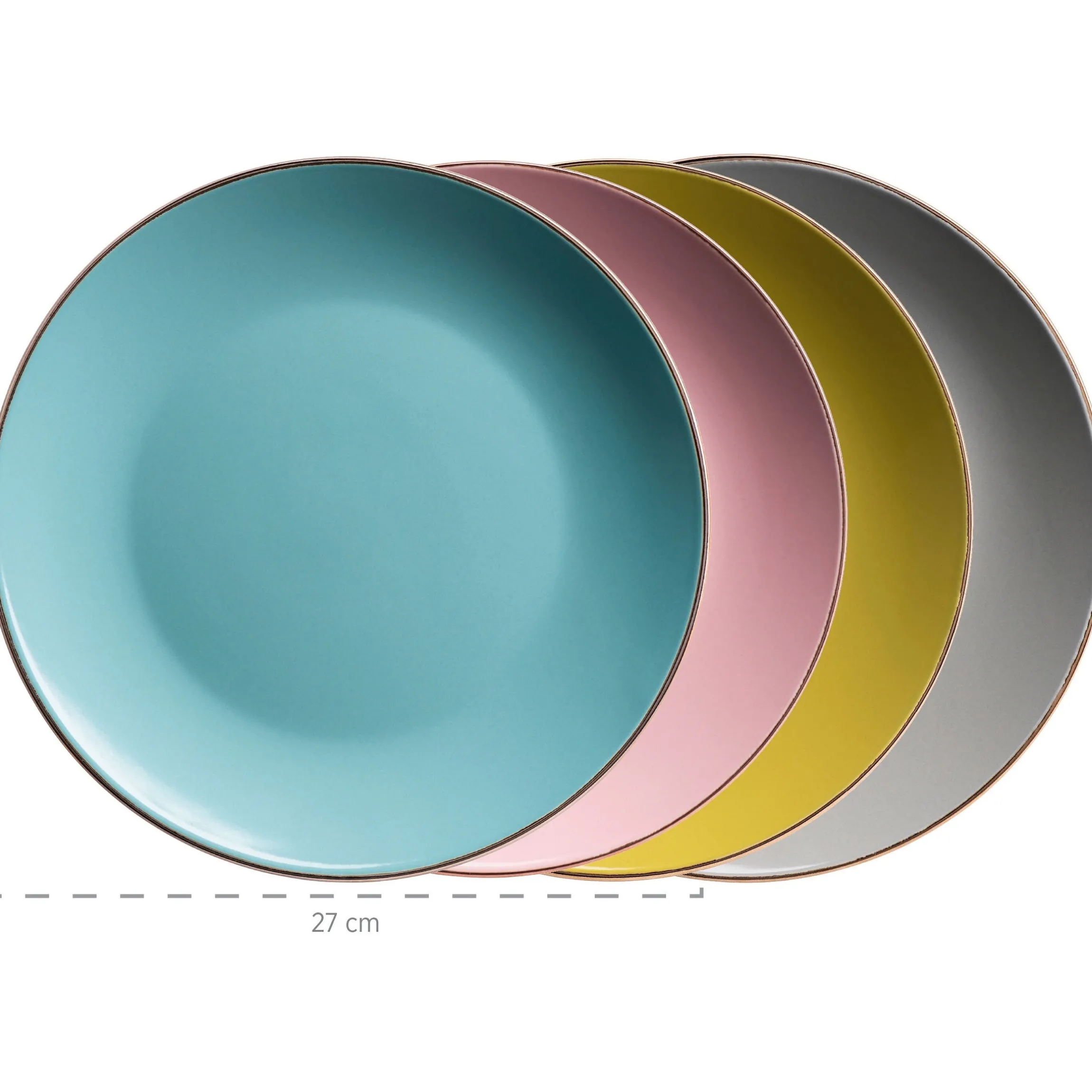 Kombiservice, Steinzeug METALLIC RIM Rosa, Grün, Blau, Grau