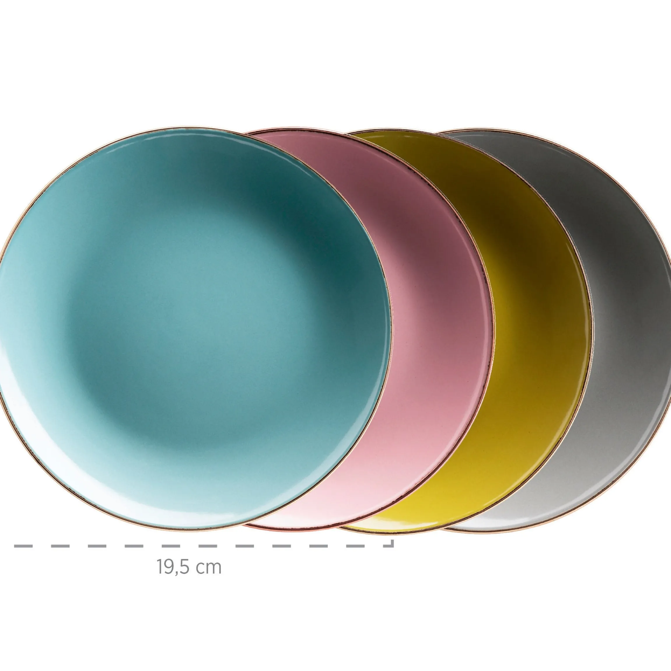 Kombiservice, Steinzeug METALLIC RIM Rosa, Grün, Blau, Grau