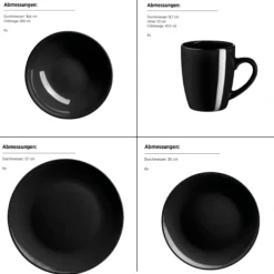 Kombiservice, Steinzeug METALLIC RIM Schwarz