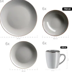 Kombiservice, Steinzeug METALLIC RIM Grau