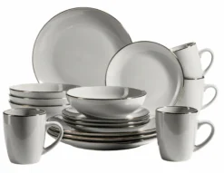 Kombiservice, Steinzeug METALLIC RIM Grau