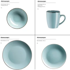 Kombiservice, Steinzeug METALLIC RIM Blau