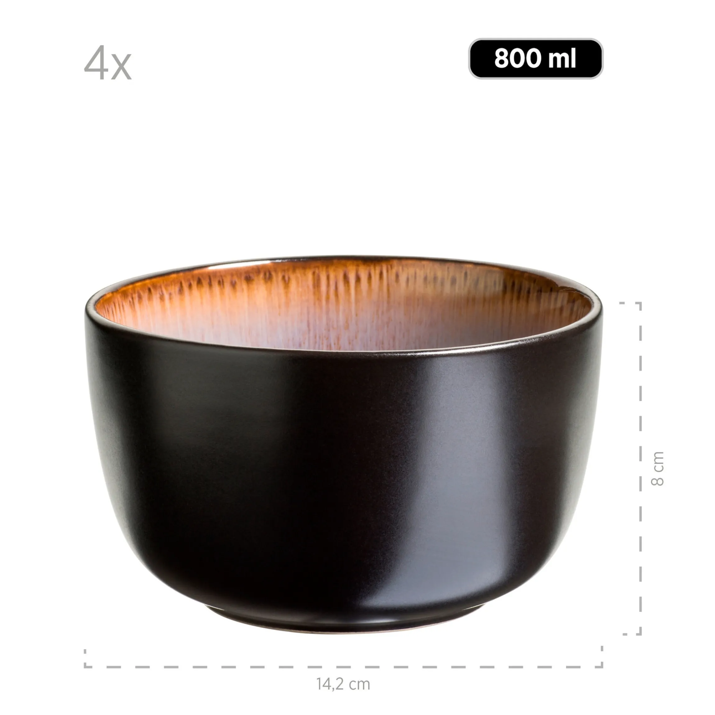 Kombiservice, Steinzeug Teona 4 x Speisteller, 4 x Suppenteller, 4 x Dessertteller, 4 x Müslischüssel, 4 x Kaffeebecher