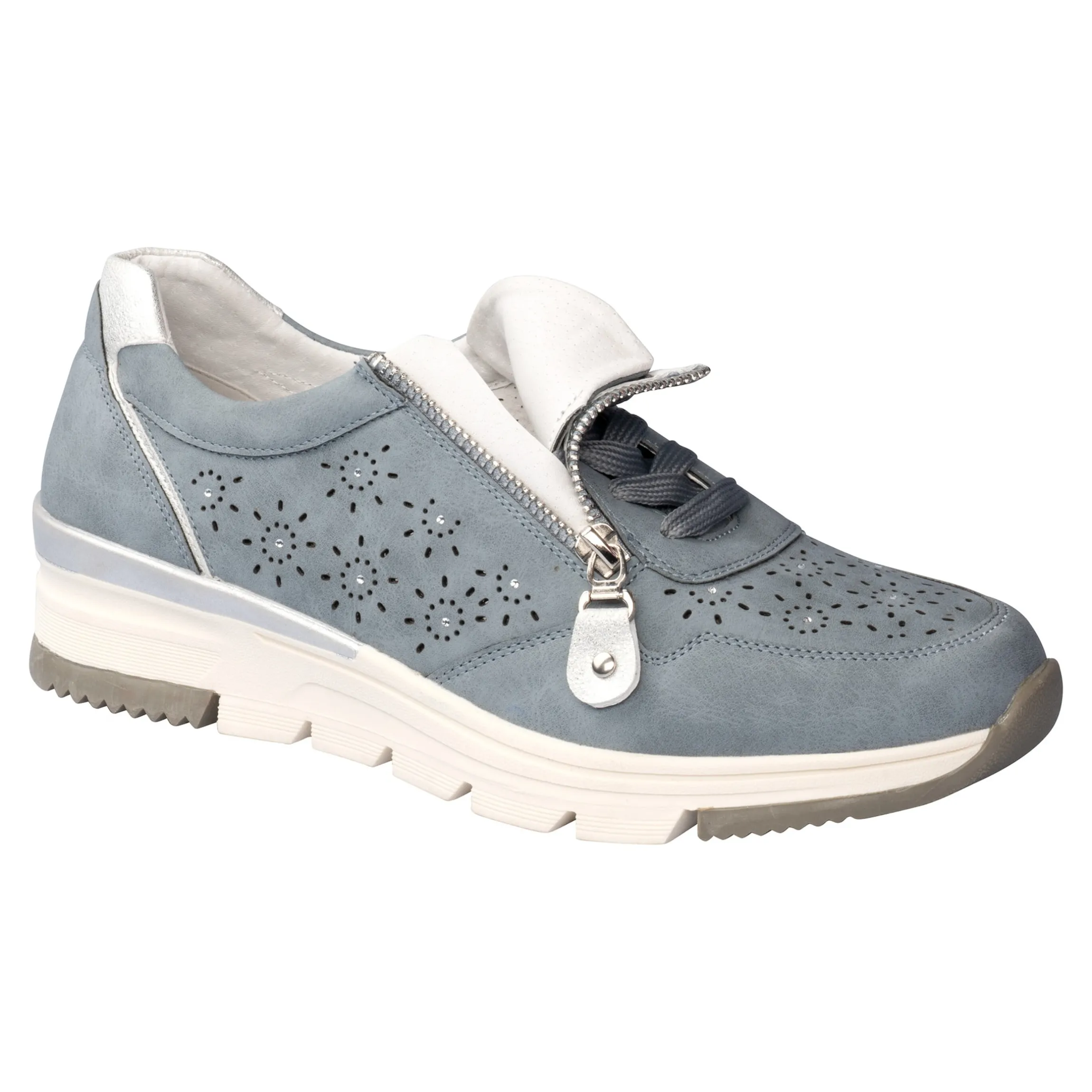 Komfort-Sneaker mit Leder „Isabelle“ rauchblau