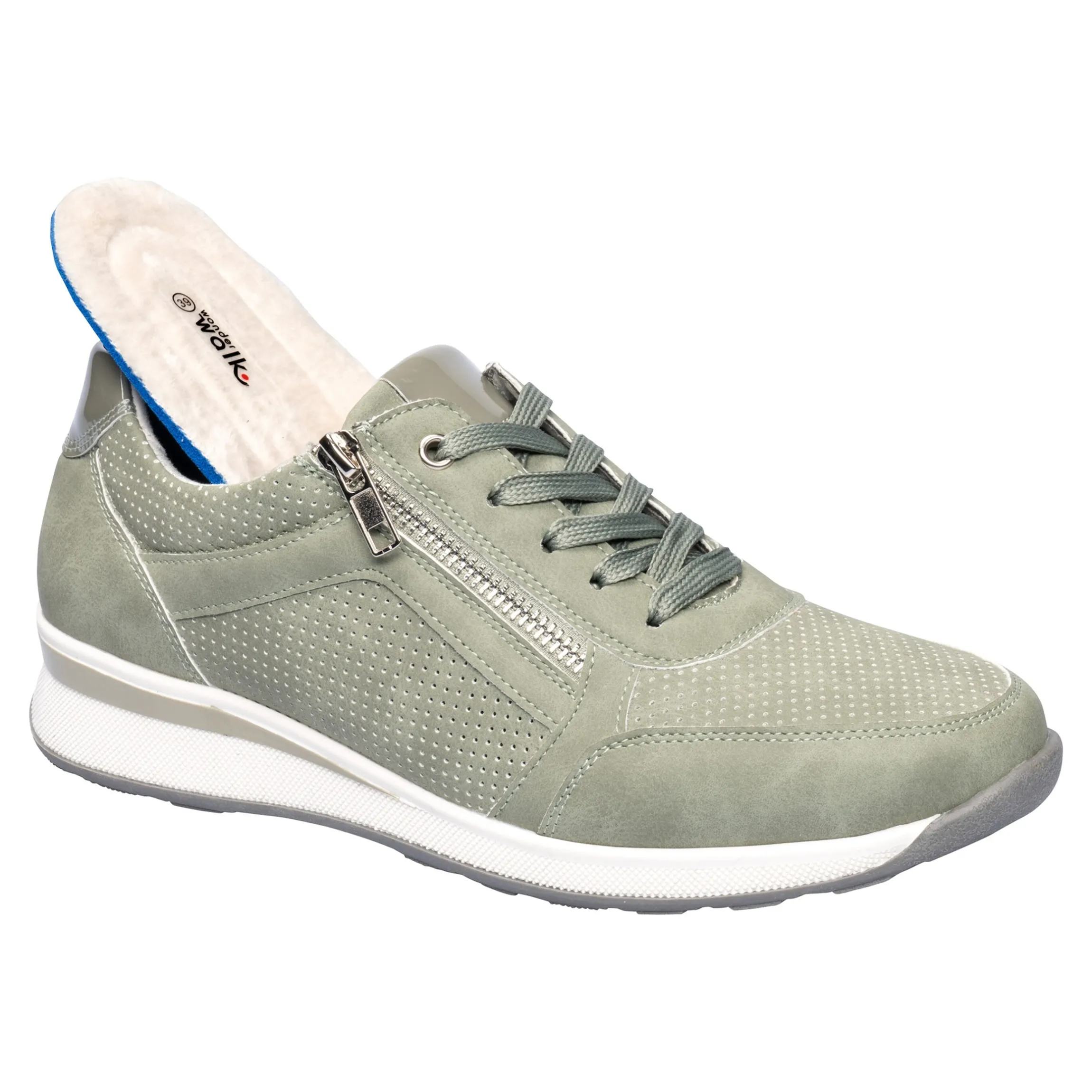 Komfort-Wechselsneaker „Julia“ mit Austauschsohle eukalyptus