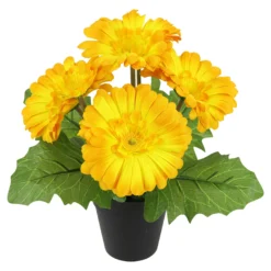Kunstblume "Gerbera im Topf" gelb