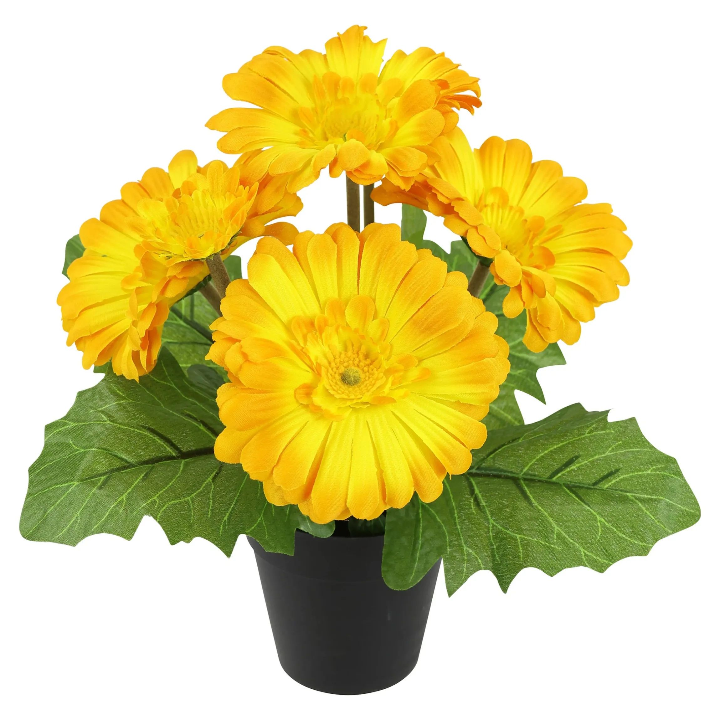 Kunstblume "Gerbera im Topf" gelb