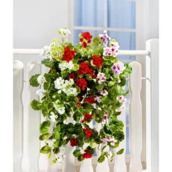 Kunstblume "Hängegeranie" weiß
