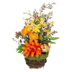 Kunstblumengesteck "Dahlie mit Eichhörnchen"