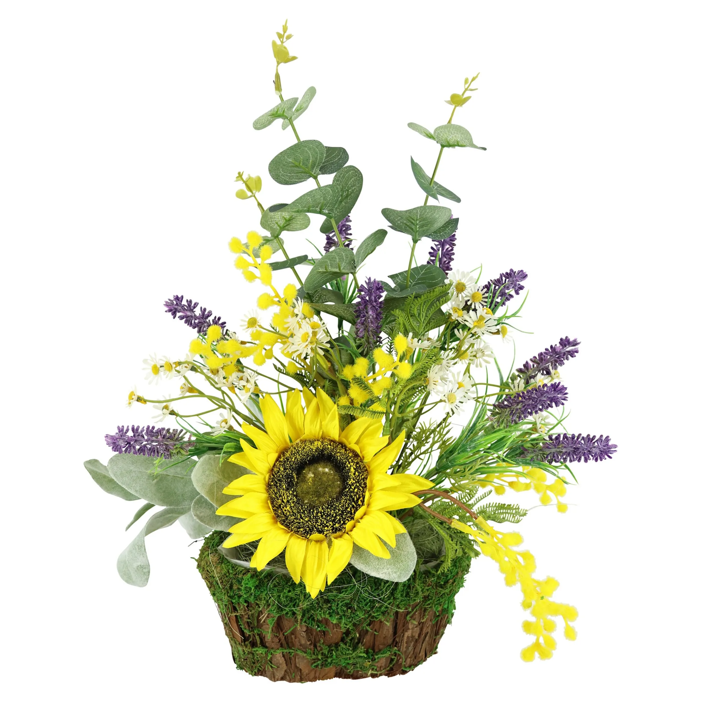 Kunstblumengesteck "Sonnenblumen mit Lavendel"