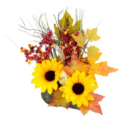 Kunstblumengesteck "Sonnenblumen auf Stein"