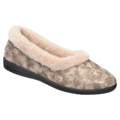 Kuschel-Hausschuh-Ballerina „Birgit“ beige
