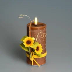 LED-Echtwachskerze „Sonnenblumen“