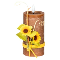 LED-Echtwachskerze „Sonnenblumen“