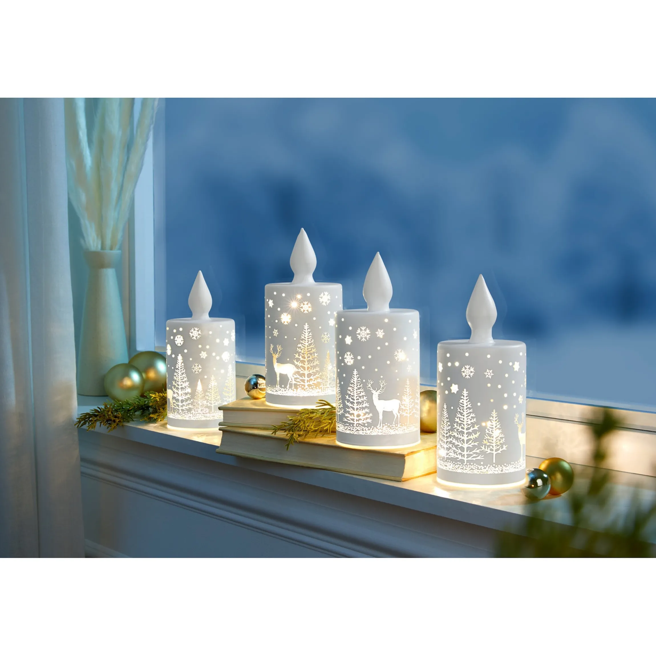 LED-Glaskerze, 1 Stück White Christmas