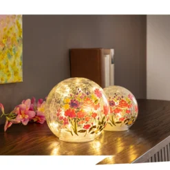 LED-Glaskugel-Set "Blumenmeer"