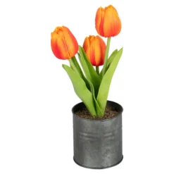 LED-Kunstblume Tulpentöpfchen "Real Touch" orange