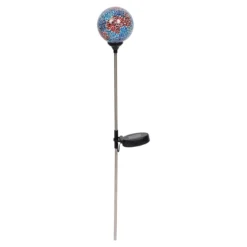 LED-Solar-Gartenstecker „Mosaik-Kugel“ blau