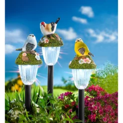 LED-Solar-Leuchten „Vogel“, 2 Stück + 1 Stück gratis