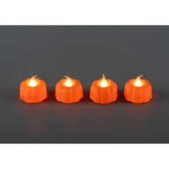 LED-Teelichter „Kürbis“, 4 Stück