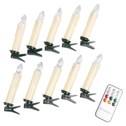 LED-Weihnachtsbaumkerzen, 10 Stück + Fernbedienung