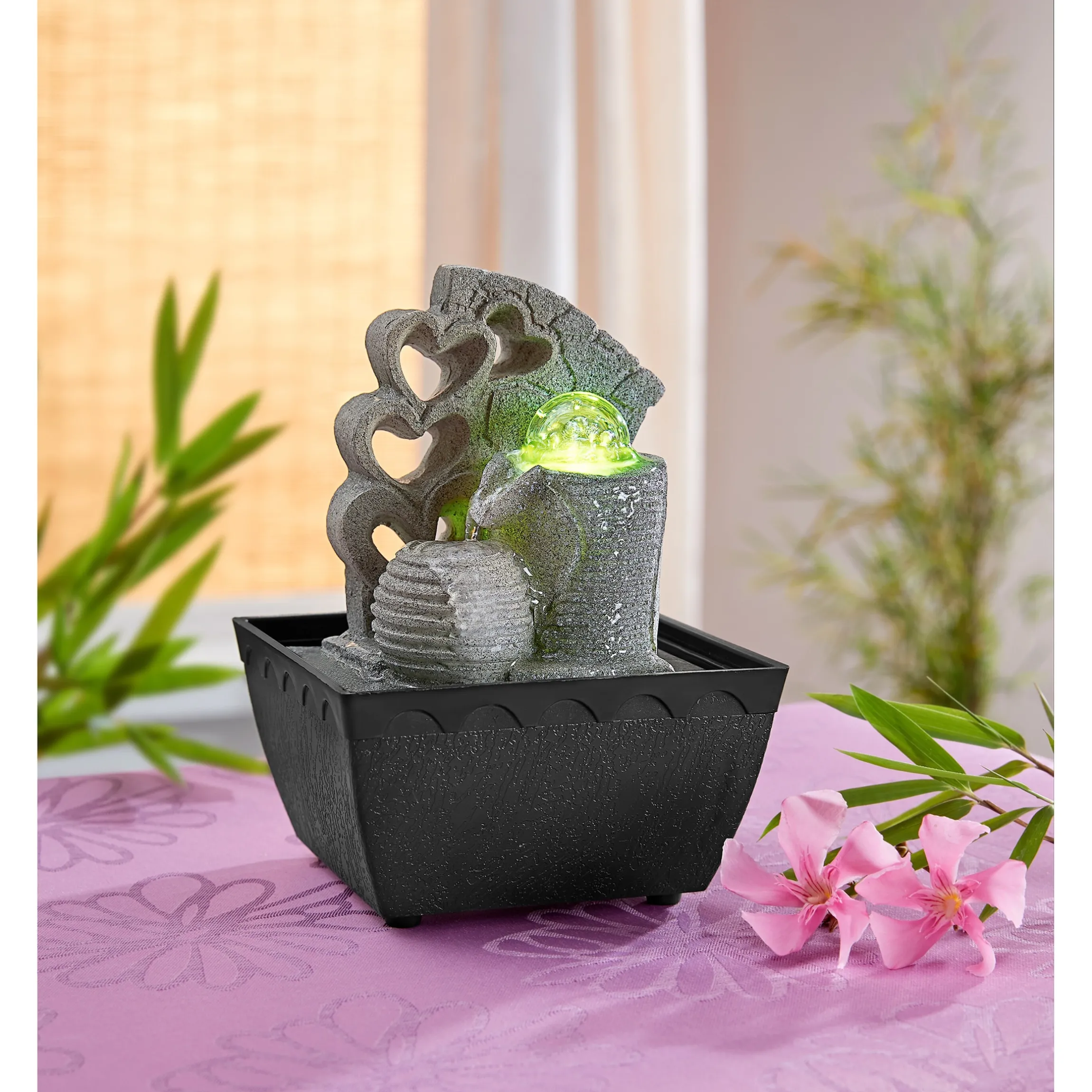 LED-Zimmerbrunnen "Herzen"