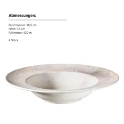 Pastateller-Set, Steinzeug Aquarellia