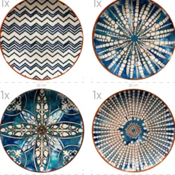Platzteller-Set, Steinzeug Iberico Blue 4 x Platzteller