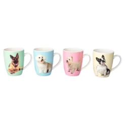 Porzellan-Tassen-Set „Hunde“, 4 Stück