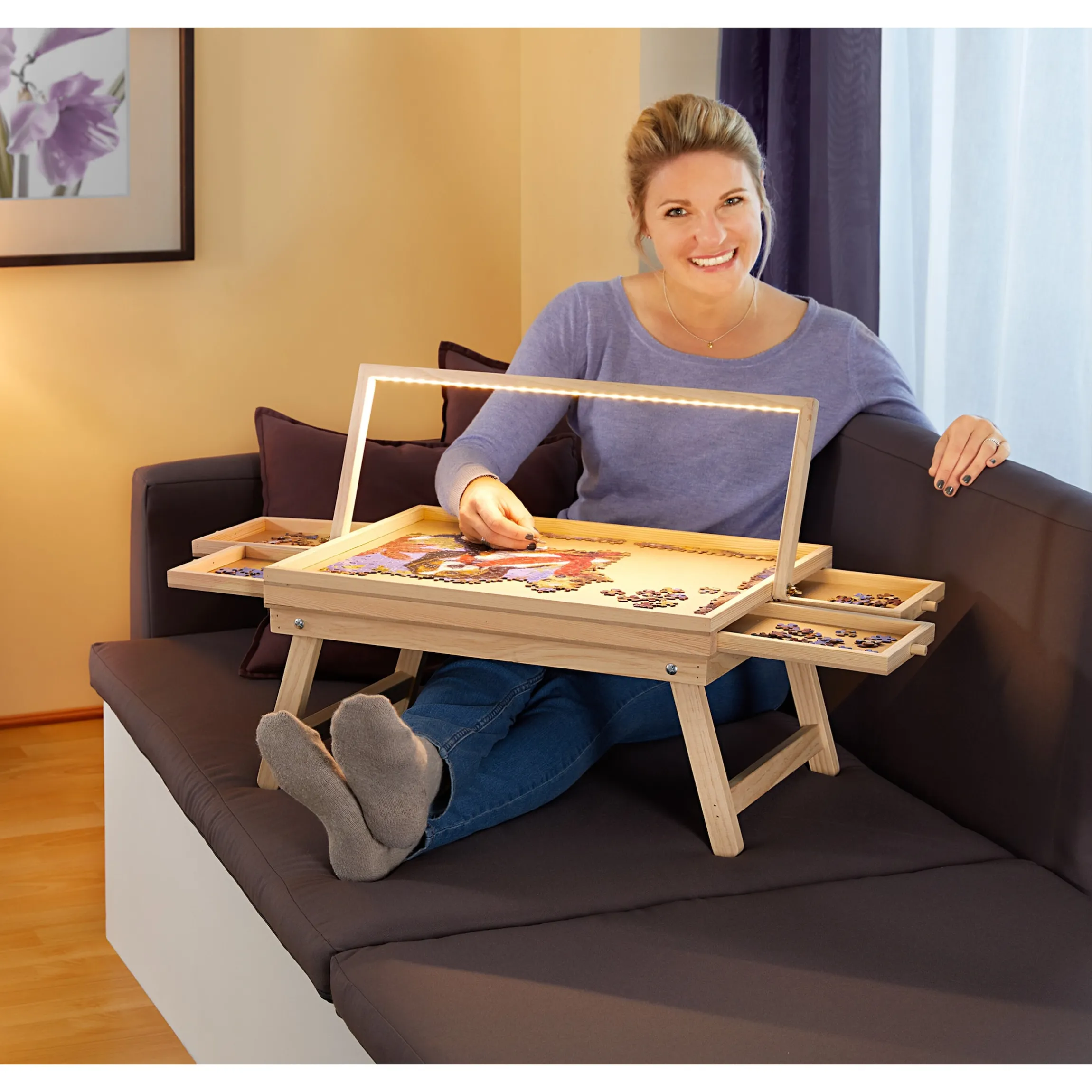 Puzzletisch + LED-Licht für 500 Teile