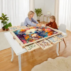 Puzzletisch mit 8 Schubladen, klappbar, inkl. Abdeckung, 1500 und 3000 Teile