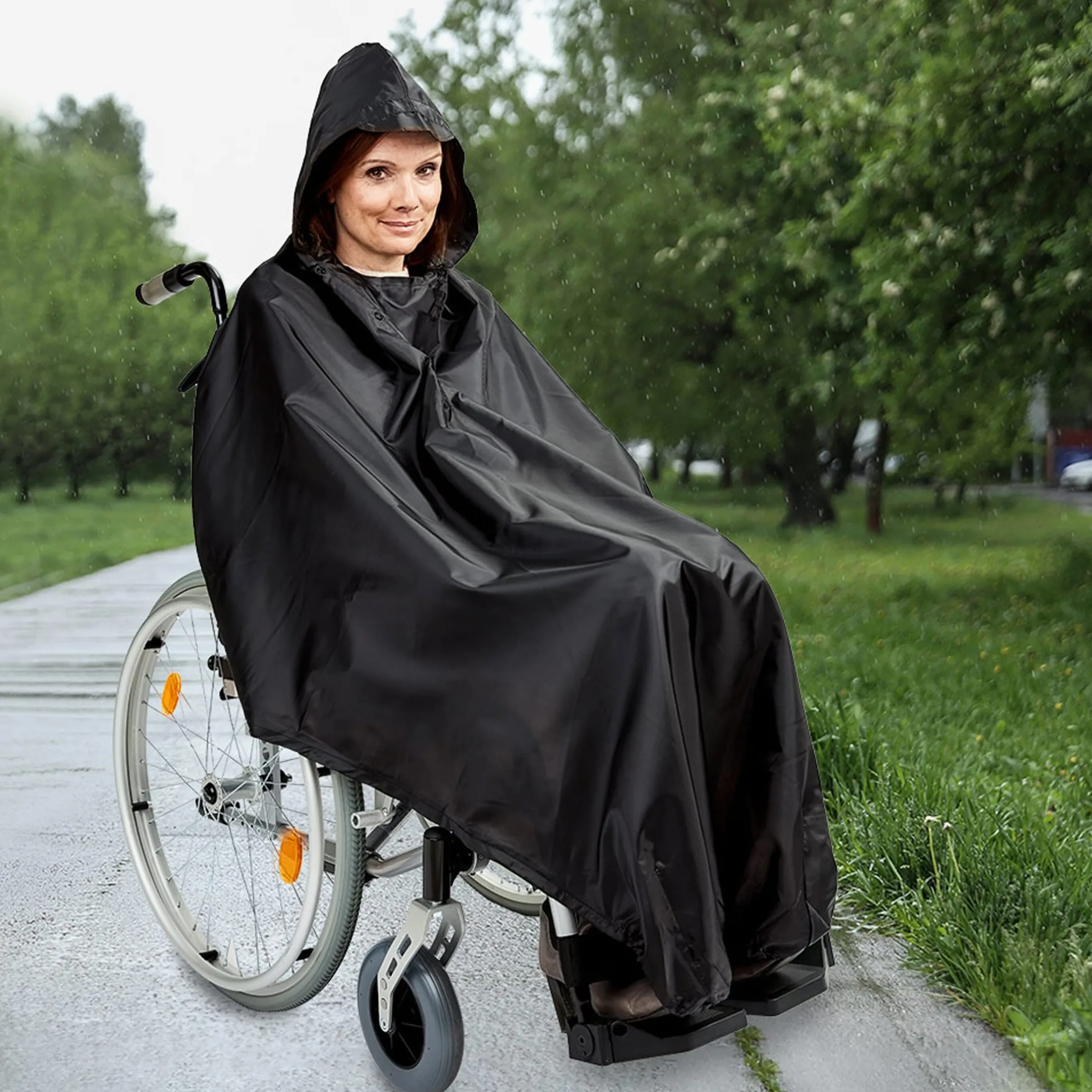 Rollstuhl-Regencape schwarz