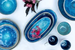 Salatschüssel-Set, Steinzeug Frozen Blau