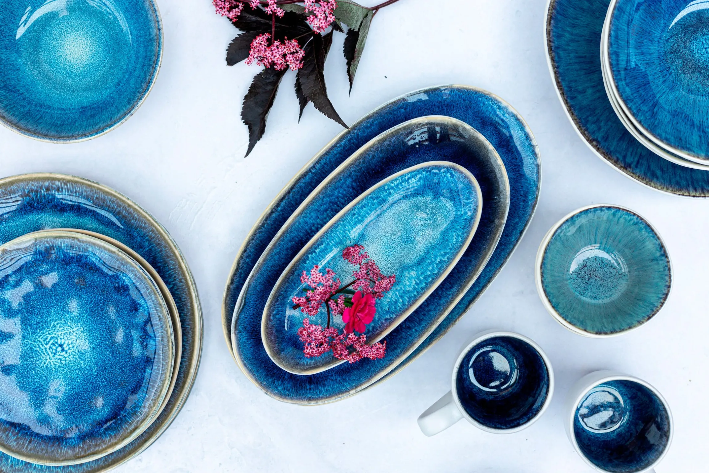 Salatschüssel-Set, Steinzeug Frozen Blau